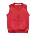 thumbnail image 1 of Kids Lightweight Vest Boys Girls Cotton Sleeveless Zip-Up Sweat Shirts with Pocket School Uniform Zipper Tops Unisex 7 Years, Red, 1 of 7