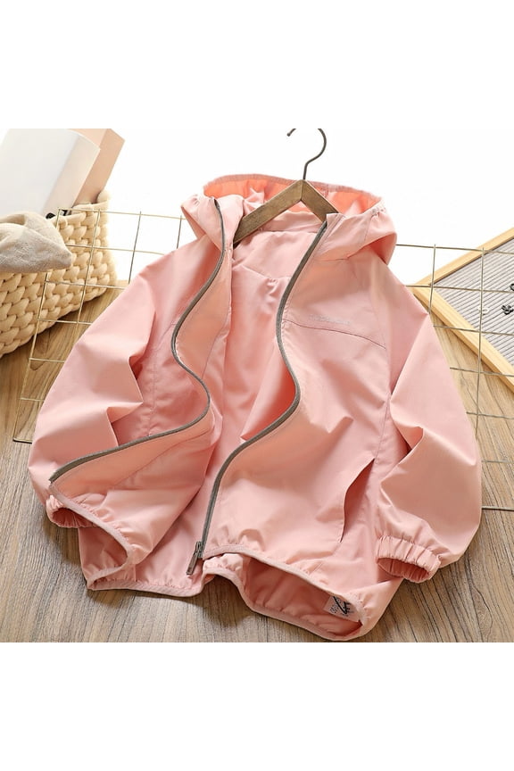 Kids Lightweight Waterproof Rain Jacket - Boys Girls Softshell Raincoats Windbreaker Soft Wear with Hood snd Pockets