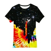 LUXOTI Kids Liitle Boys T Shirt Summer Fashion 3D Graphic Printed Short Sleeve Tee Tops Casual Loose Crewneck shirts Size 4-16 Years