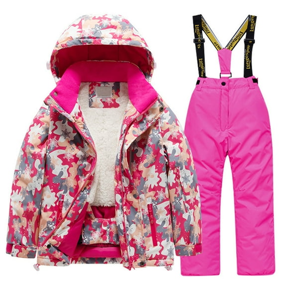 Kids Lined Ski Jacket Pants Set Winter Snowboarding Rain Coats Girls Boys Winter Warm Snow Suits Outwear