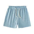 thumbnail image 1 of Kids Linen Shorts Boys Girls Casual Drawstring Elastic Waist Lightweight Summer Vacation Beach Shorts, 1 of 2