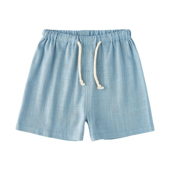 Kids Linen Shorts Boys Girls Casual Drawstring Elastic Waist Lightweight Summer Vacation Beach Shorts