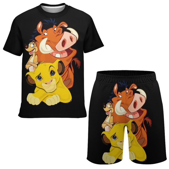 Kids Lion Kin T Shirt Shorts Set 2 Piece Graphic Short Sleeve Outfit Set for Boys Girls