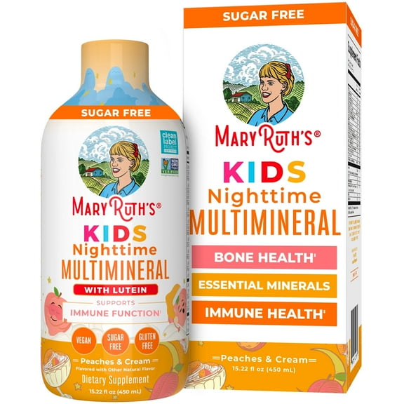 MaryRuth's Kids Liquid Nighttime Multimineral with Lutein Peaches and Cream, 15.22 fl oz