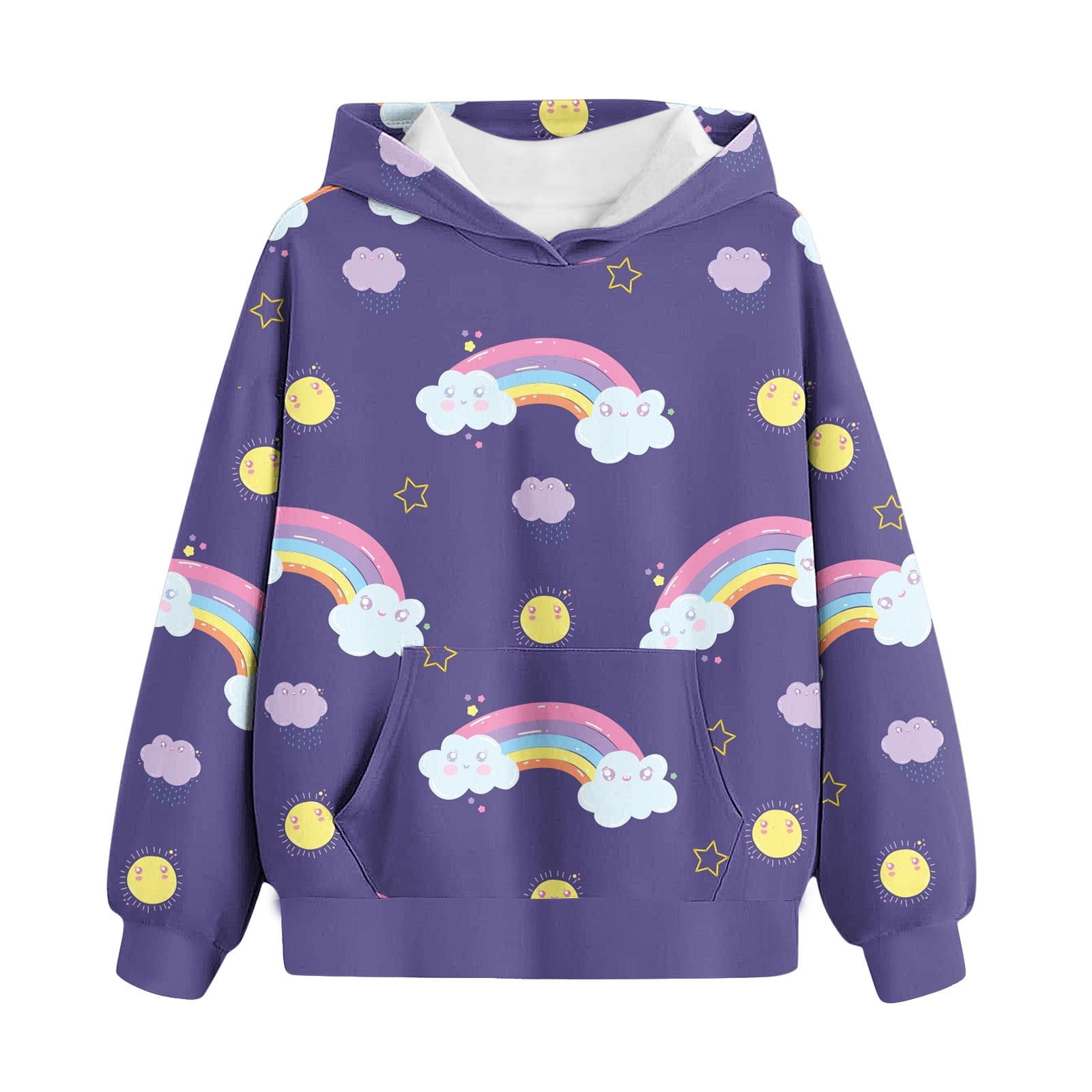 Kids Little Big Girls Hoodie Cute Rainbow Print Long Sleeve Fleece  Sweatshirt with Pockets Fall Winter Casual Pullover Shirts 3-8 Years -  Walmart.com