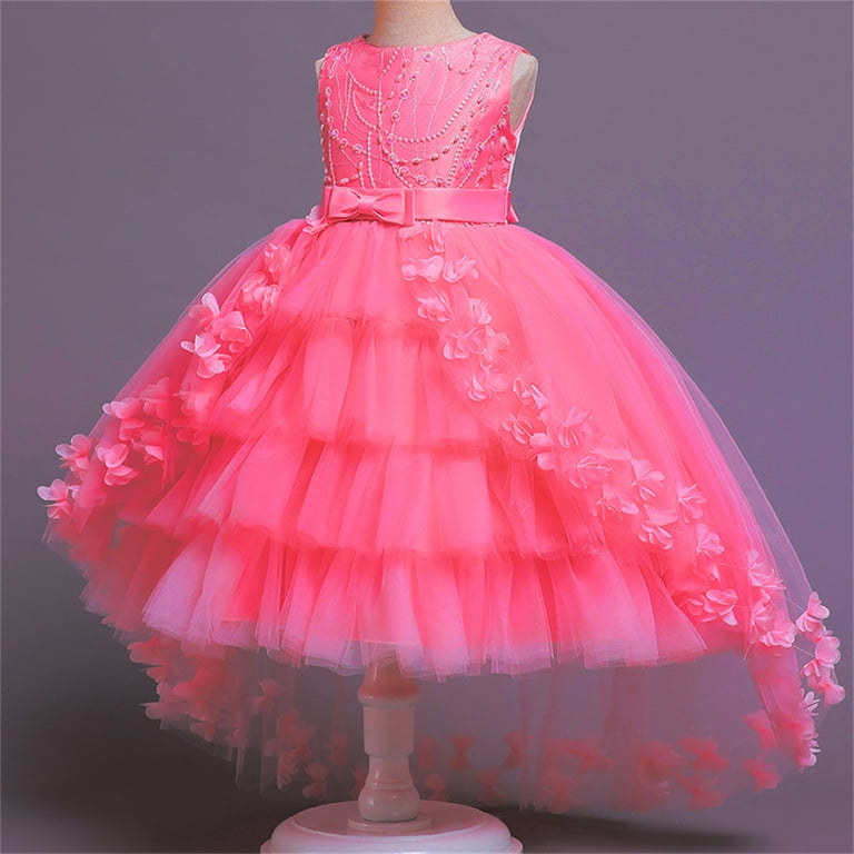 big birthday dresses Big Bow, Gauze Lace Princess Birthday Party Dresses for Girls as picture 4 / 7T