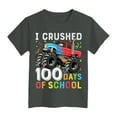thumbnail image 1 of Kids Little Boys Girls 100 Days of School Shirt Dinosaur Print Loose Fit Tees Crew Neck Tee Shirts Short Sleeve Celebration Tops under 10, 1 of 3