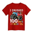 thumbnail image 1 of Kids Little Boys Girls 100 Days of School Shirt Dinosaur Print Loose Fit Tees Crew Neck Tee Shirts Short Sleeve Celebration Tops under 10, 1 of 3