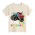 thumbnail image 1 of Kids Little Boys Girls 100 Days of School Shirt Dinosaur Print Loose Fit Tees Crew Neck Tee Shirts Short Sleeve Celebration Tops under 10, 1 of 3
