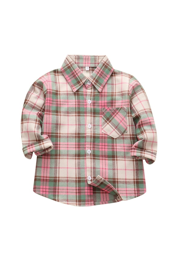 Kids Little Boys Girls Baby Red Plaid Flannel Shirt Jacket Long Sleeve Button Down Flannel Shirt Plaid Tops Girl Boy Clothes Christmas Plaid Shirt Boys Long Sleeve Shirts Size 8