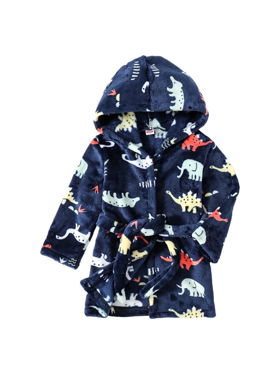 Kids Little Boys Girls Cartoon Hooded Bathrobe Toddler Robe Pajamas