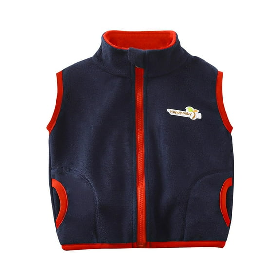 Kids Little Boys Girls Fleece Vest Printed Full Zipper Sleeveless Jacket with Pockets Fall Winter Outwear Soft Warm Coat