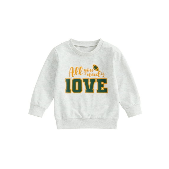 Kids Little Boys Girls Sweatshirt, 18 24 Months 2T 3T 4T 5T 6T Long Sleeve Crew Neck Letters Rugby Print Hoodie Pullover Clothes