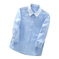 thumbnail image 1 of Kids Little Boys Shirts Solid Color Cotton Long Sleeve Button Down Shirts Summer Casual School Uniform Dress Shirt for 2-14 Years, 1 of 3