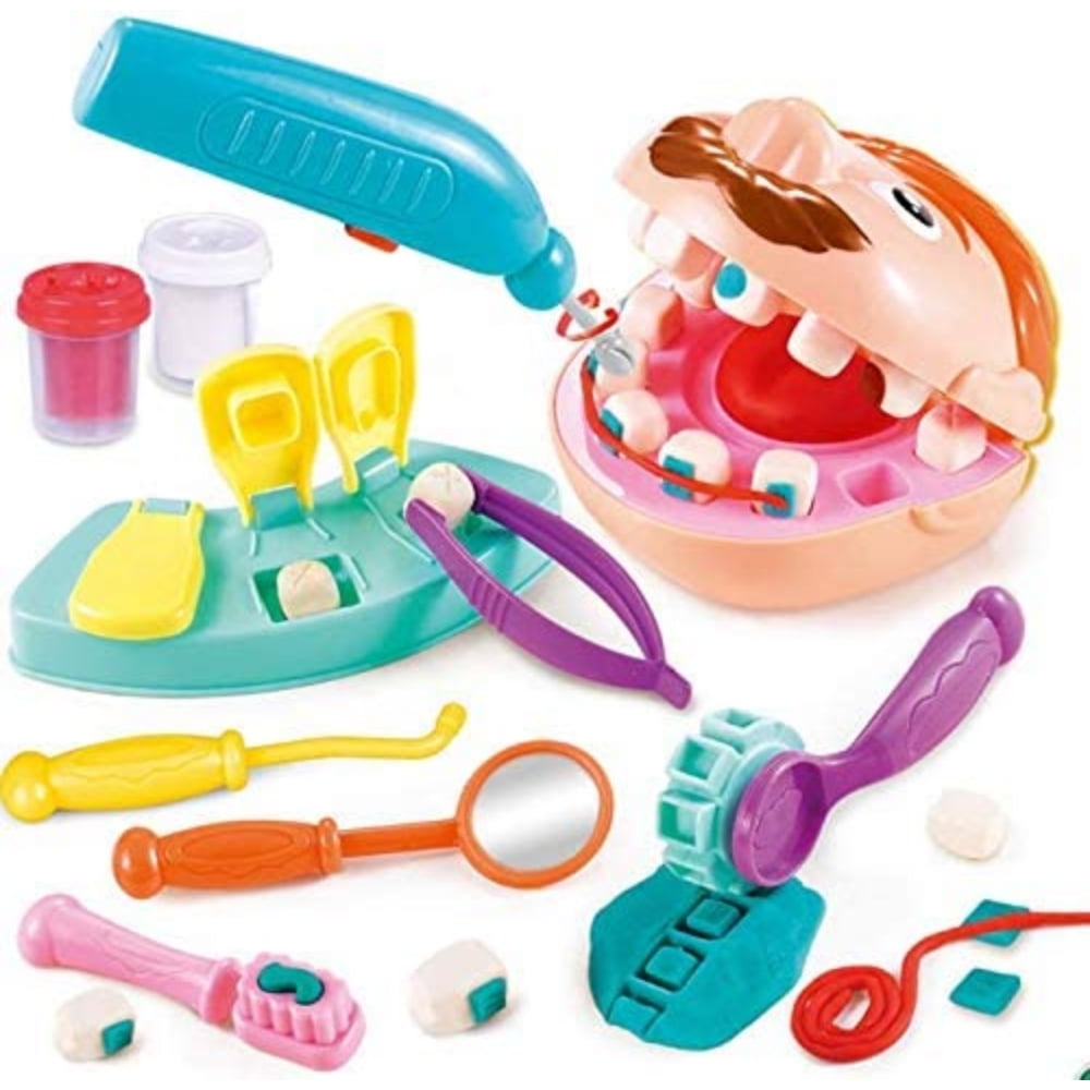 Kids Little Dentist Play Dough Set Toy Doctor Drill and Fill