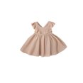 thumbnail image 1 of Kids Little Girl Cotton Linen Dress 12 24 Months 2T 3T 4T 5T Solid Color Ruffle Trim A-line Princess Tank Dresses Casual Summer Clothes, 1 of 9