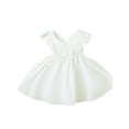 thumbnail image 1 of Kids Little Girl Cotton Linen Dress 12 24 Months 2T 3T 4T 5T Solid Color Ruffle Trim A-line Princess Tank Dresses Casual Summer Clothes, 1 of 9