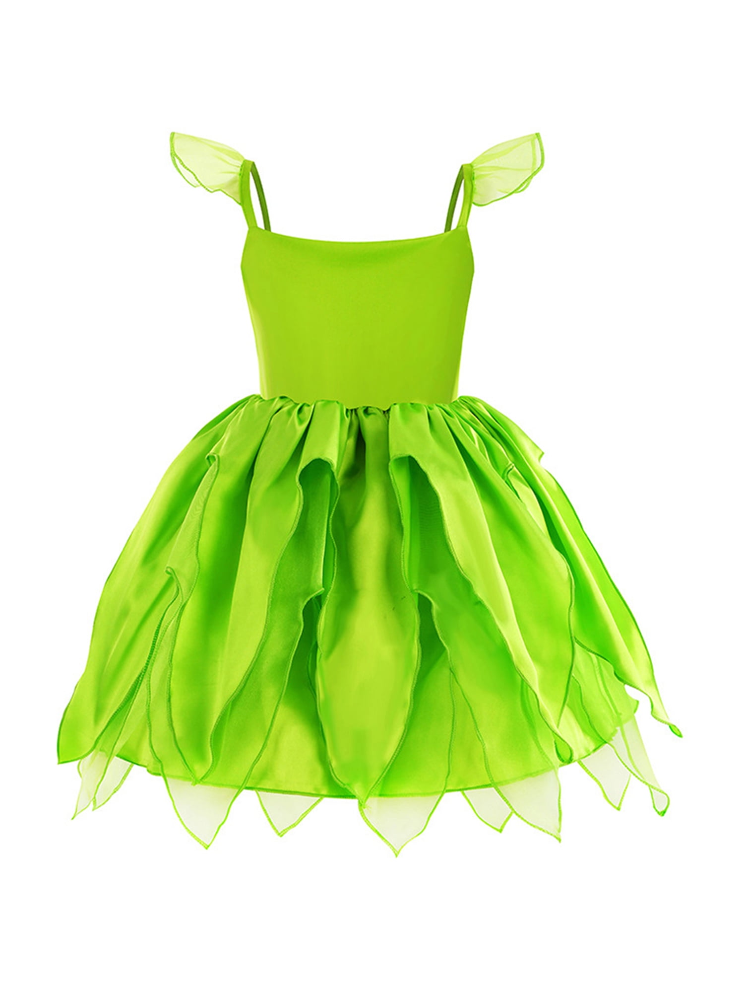 Kids Little Girl Green Fairy Costume Tinker Bell Princess Dress