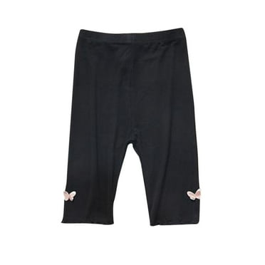 Kids Little Girls Cotton Capris Leggings Bow Solid Color Elastic Waist Stretchy Trousers Spring Summer Comfort School Uniform Pants