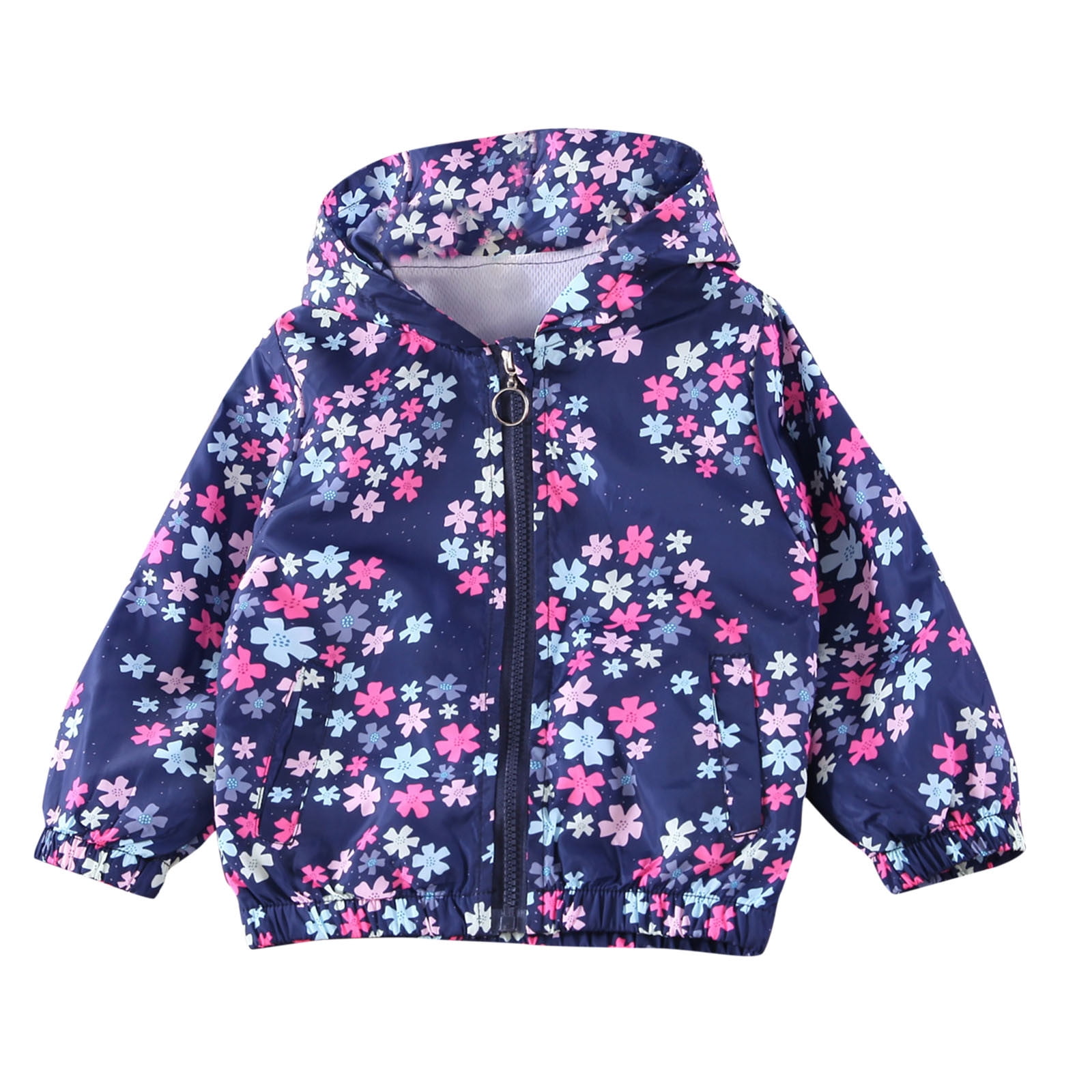 Kids Little Girls Hooded Jackets Lightweight Printed Water