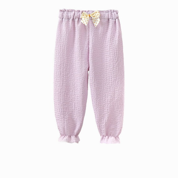 Kids Little Girls Loose Long Pants Wide Leg Elastic Waist Cotton Thin Bloomers Summer Casual Basic Long Ankle Pants for 1-5 Years