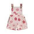 thumbnail image 1 of Kids Little Girls Overalls 6 12 18 24 Months 2T 3T 4T 5T 6T Shorts Floral Print Pocket Front Sleeveless Suspender Jumpsuit with Adjustable Shoulder Strap, 1 of 9
