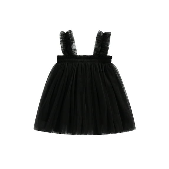 Kids Little Girls Tulle Dress, 6 12 24 Months 2T 3T 4T 5T Sleeveless Pleated Solid Summer Dresses for Party Stage Show