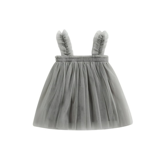 Kids Little Girls Tulle Dress, 6 12 24 Months 2T 3T 4T 5T Sleeveless Pleated Solid Summer Dresses for Party Stage Show