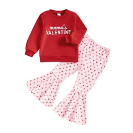 Toddler Girl Valentine's Day Outfit - Pink Love Print Sweatshirt & Pants Set (3-24 Months)