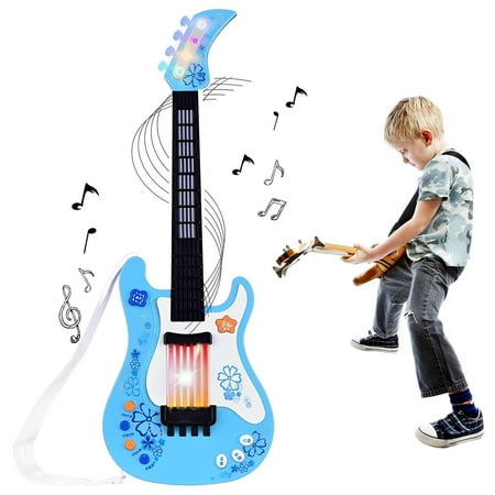 Kids Little Guitar,Kids Guitar for Boys with Rhythm Lights and Sounds,Fun Baby Educational Musical Instruments,Fixdono Music Electric Guitar Toy for Toddlers Children 3 4 5 Year Old Boys Girls,Blue