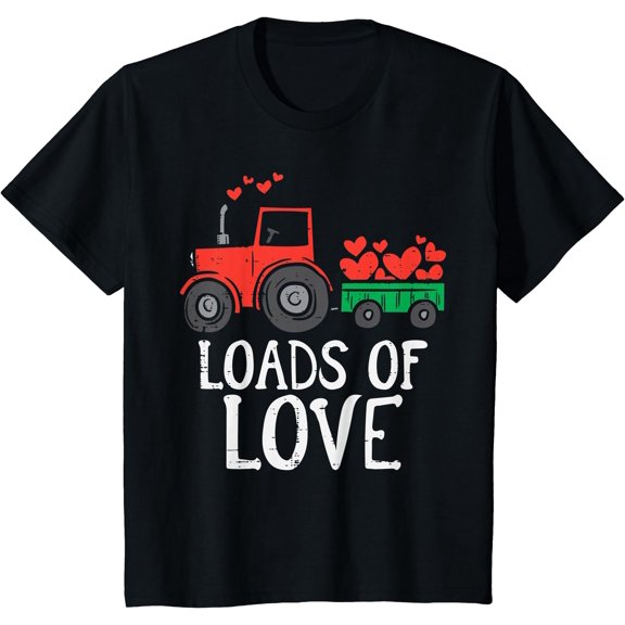 Kids Loads Of Love Tractor Cute Valentines Day Truck Toddler Boys T-Shirt