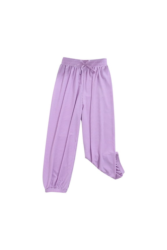 Kids Long Bloomers Soft Ice Silk Harem Pants for Boys Girls Soild Elastic Casual Joggers Dance Pants 2025