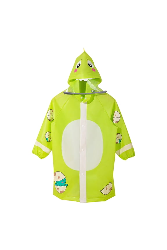 Kids Long Hooded Rain Jacket with Backpack Expansion, Waterproof Cartoon School Raincoat for Boys & Girls, Travel, Walking & Outdoor Adventures