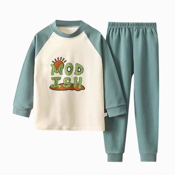 Kids Long Sleeve 2-Piece Pajama Set with Cartoon Print,Soft Sleepwear for Toddlers 4-5 Years