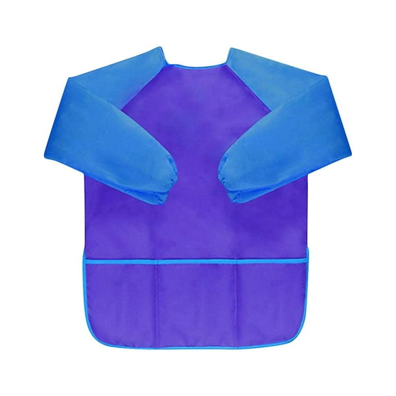 Kids Long Sleeve Art Smock with 3 Pockets | Waterproof Painting Apron for Toddlers Age 2-6 | 22x17.5 Inches | Easy Clean Polyester Fabric | Cooking & Craft Protection