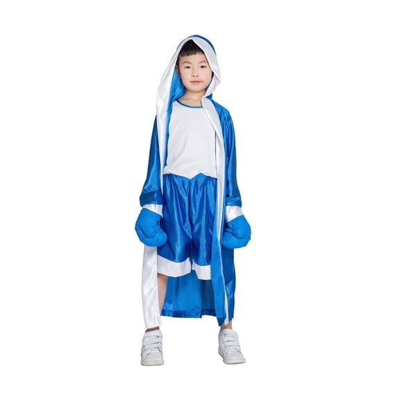 Kids Long Sleeve Belt Loose Muay Thai Boxing Robe Stage Show Kickboxing Gown