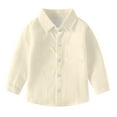 thumbnail image 1 of Kids Long Sleeve Button Down Shirt Boys Girls Solid Color Pocket Casual Daily Uniform Style Comfortable Breathable Polyester Top Ages 6M-8Y, 1 of 6