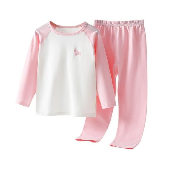 Kids Long Sleeve Casual Top and Elastic Waist Pants Set for Autumn and Winter, Comfortable Cotton Loungewear, Perfect for Home and Daily Wear Pink 3 Years