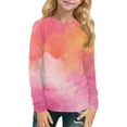 thumbnail image 1 of Kids Long Sleeve Crewneck T-Shirt Abstract Watercolor Print Soft Lightweight Pullover Top for Girls Boys Youth Children, 1 of 5