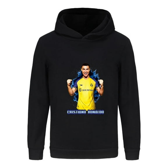 Kids Long Sleeve Hoodie – CR7 Soccer Sweatshirt with Ronaldo Design, Boys and Girls Pullover Top
