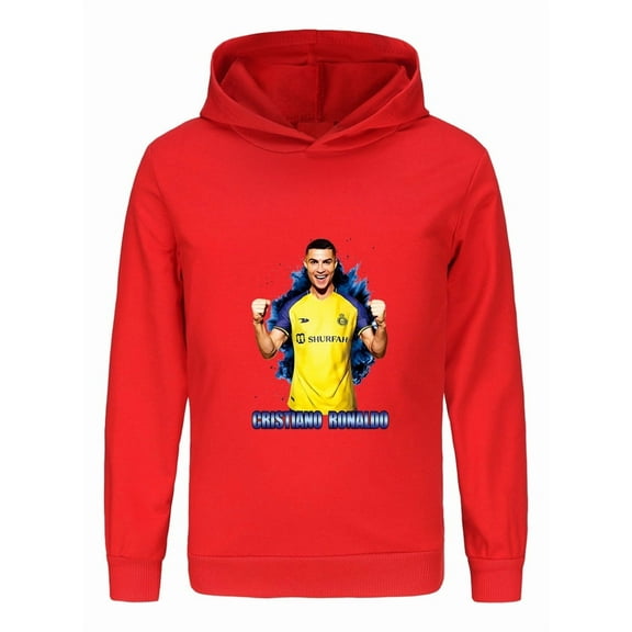 Kids Long Sleeve Hoodie – CR7 Soccer Sweatshirt with Ronaldo Design, Boys and Girls Pullover Top