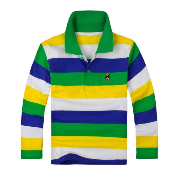 Boys Polo Uniform Shirts Long Sleeve Kids Striped Polo Boy Collar Shirt Fashion Shirts Boys Rugby for Toddler Kids Boys 13-14 Years