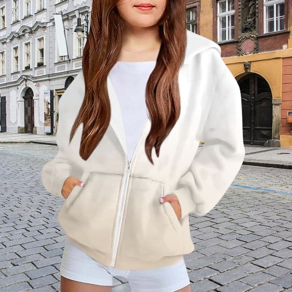 Kids Long Sleeve Print Zipper Hoodie for Boys Girls