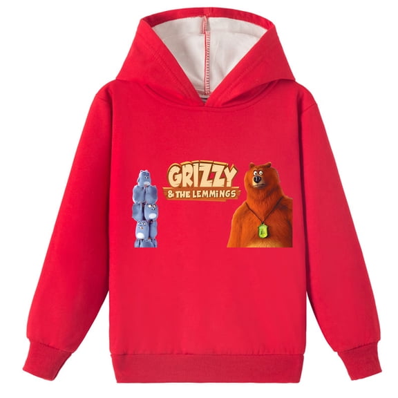 Kids Long Sleeve Pullover Hoodie,Boys Girls Grizzy and the Lemmings Brushed Sweatshirts Baggy Tops