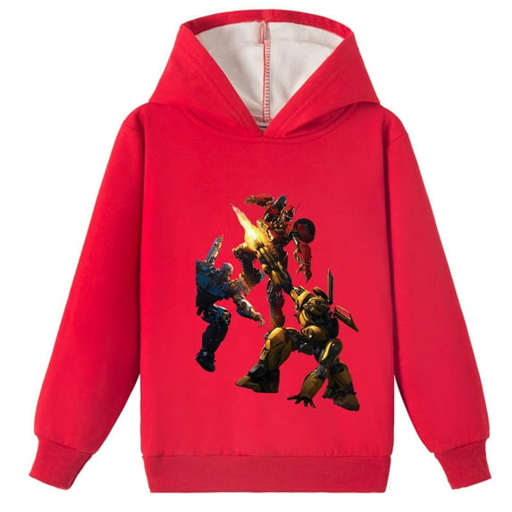 Kids Long Sleeve Pullover Hoodie,Boys Girls Transformers Brushed Sweatshirts Baggy Tops