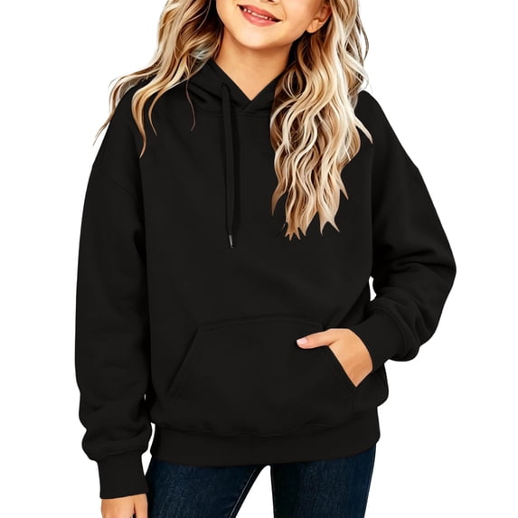Kids Long Sleeve Pullover Hoodie Casual Relaxed Fit Sweatshirt with Drawstring Hood and Kangaroo Pocket for Boys Girls