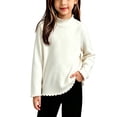 thumbnail image 1 of Kids Long Sleeve Shirt Girls 10-12 Casual Lettuce Trim Mock Neck T-Shirts for Kids Girls Fall Basic Top for Girls Cotton Girls Layer Top, 1 of 8