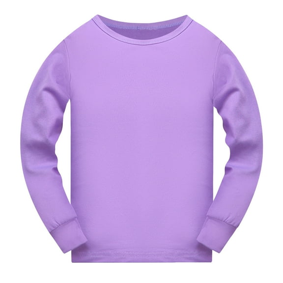 Kids Long Sleeve Shirt Girls Tee Shirts Crewneck Girls Blouse Kids Solid Color Boys Fall Shirts for Teen Girls 7-8 Years