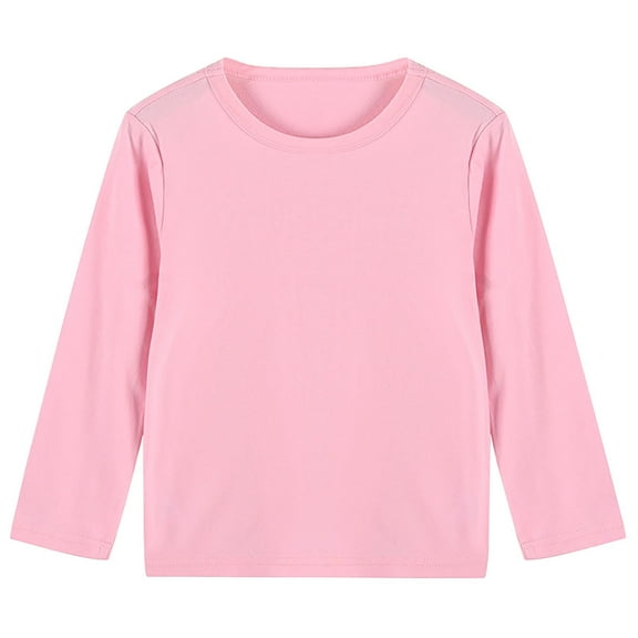 Kids Long Sleeve Shirts Fashion Crewneck Casual Basic Pullover Tees Clothes for Girls Size 1-13