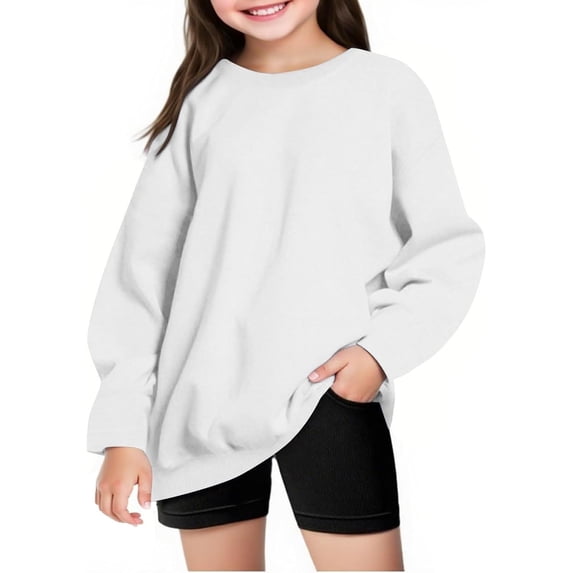 Kids Long Sleeve T Shirt Crewneck Casual Base Layer Top Solid Pullover Tee for Boys and Girls Regular Fit